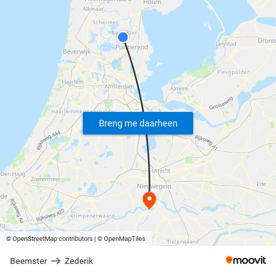 Beemster to Zederik map