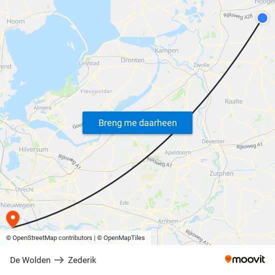 De Wolden to Zederik map