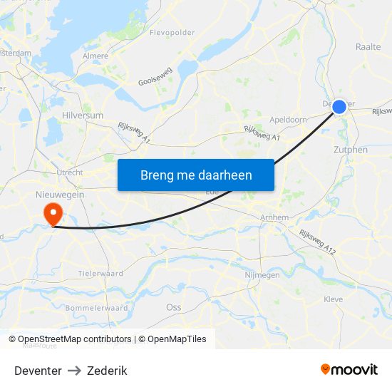 Deventer to Zederik map