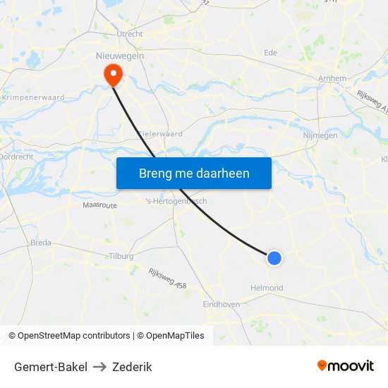 Gemert-Bakel to Zederik map