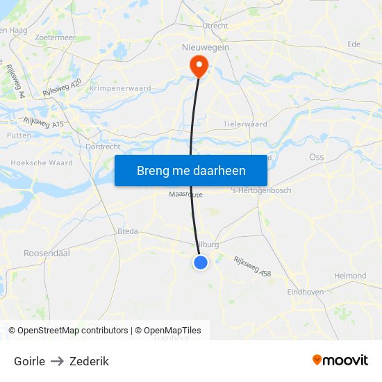 Goirle to Zederik map