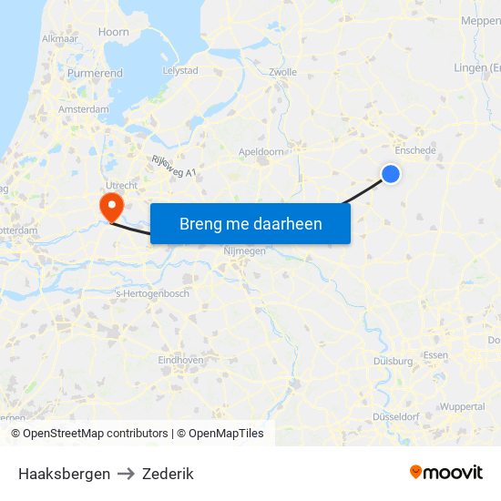Haaksbergen to Zederik map