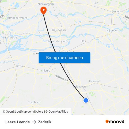 Heeze-Leende to Zederik map