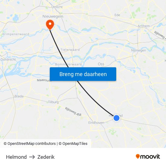 Helmond to Zederik map