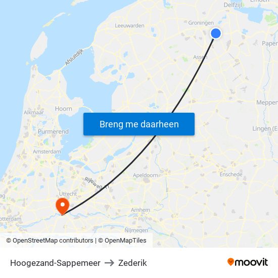 Hoogezand-Sappemeer to Zederik map