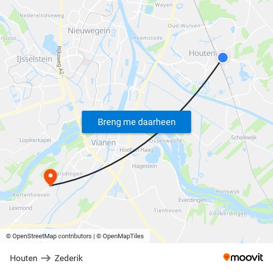 Houten to Zederik map