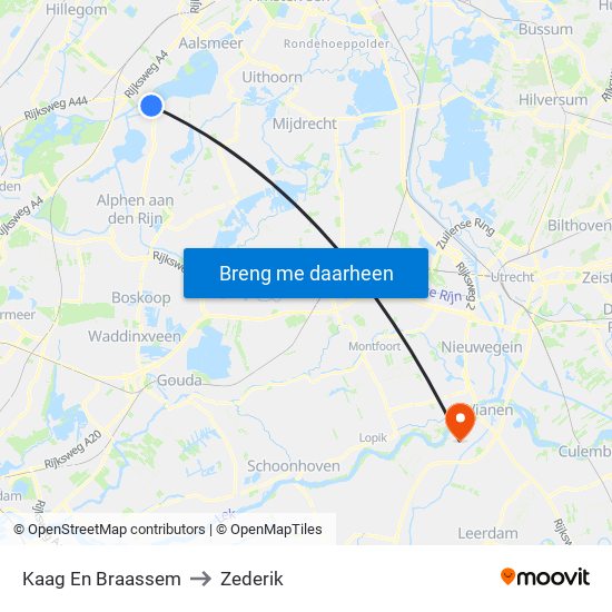 Kaag En Braassem to Zederik map