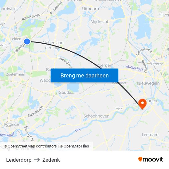 Leiderdorp to Zederik map
