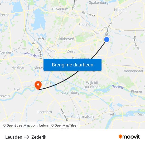 Leusden to Zederik map