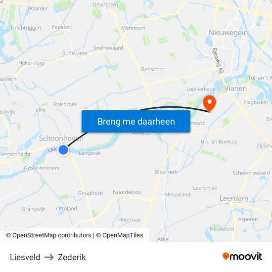 Liesveld to Zederik map