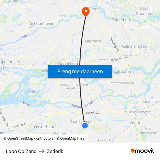 Loon Op Zand to Zederik map