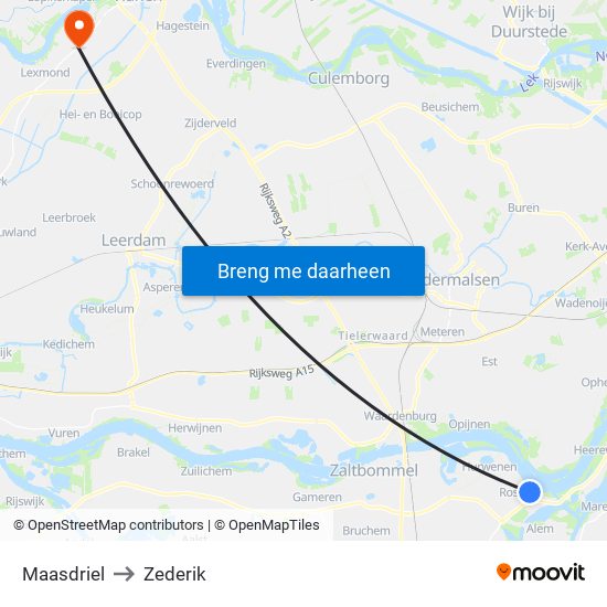 Maasdriel to Zederik map