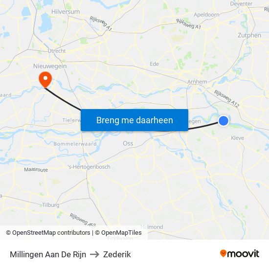 Millingen Aan De Rijn to Zederik map
