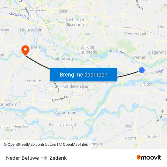 Neder-Betuwe to Zederik map