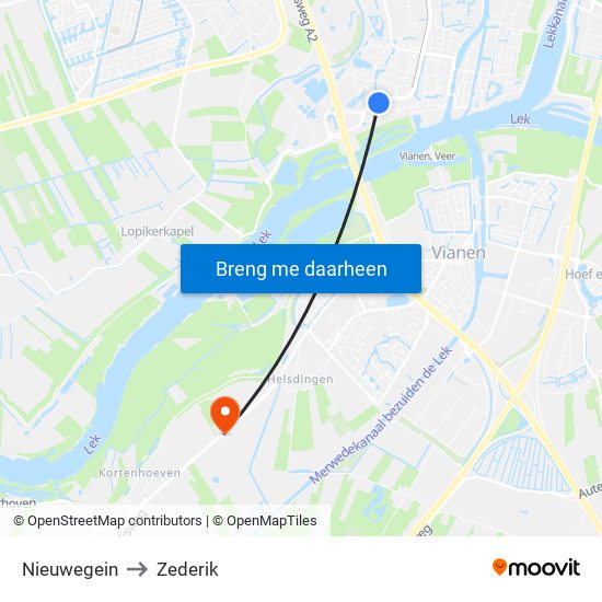 Nieuwegein to Zederik map