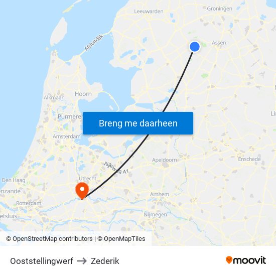 Ooststellingwerf to Zederik map