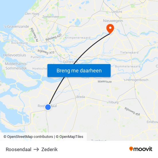 Roosendaal to Zederik map