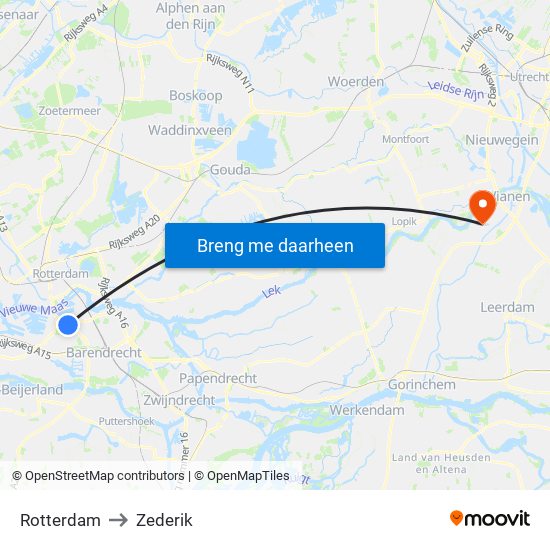 Rotterdam to Zederik map