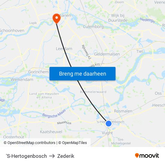 'S-Hertogenbosch to Zederik map