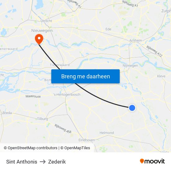 Sint Anthonis to Zederik map