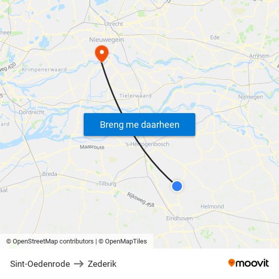 Sint-Oedenrode to Zederik map