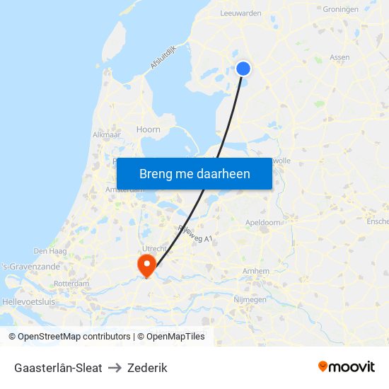 Gaasterlân-Sleat to Zederik map