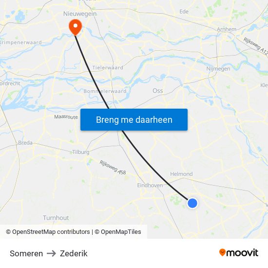 Someren to Zederik map