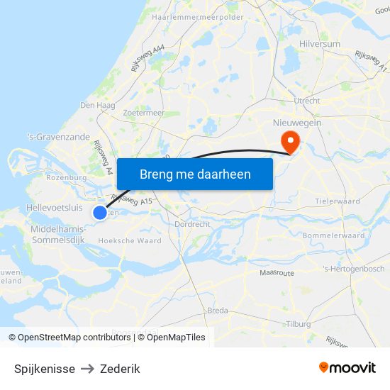 Spijkenisse to Zederik map