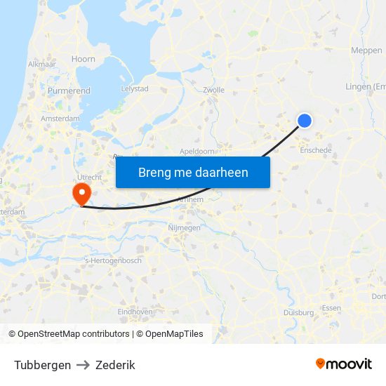 Tubbergen to Zederik map