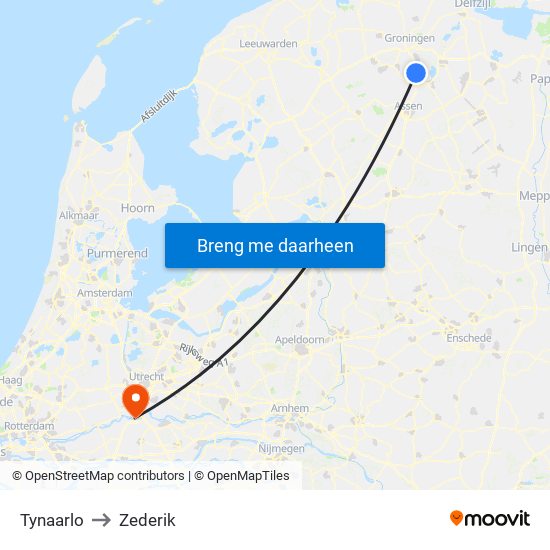 Tynaarlo to Zederik map