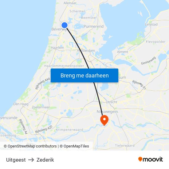 Uitgeest to Zederik map