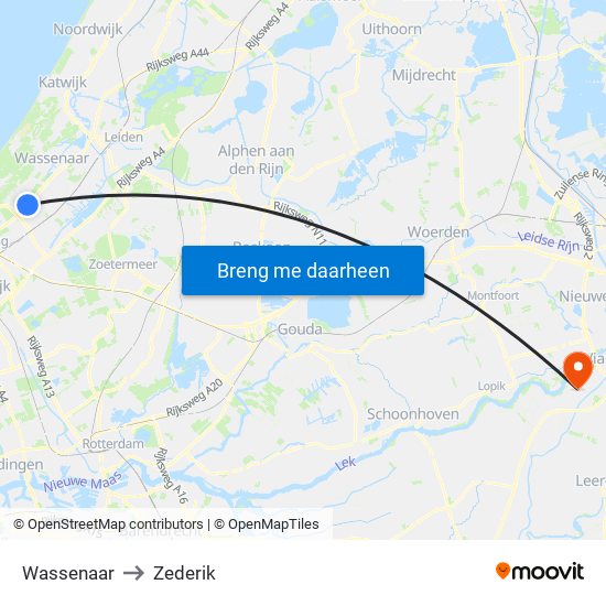 Wassenaar to Zederik map