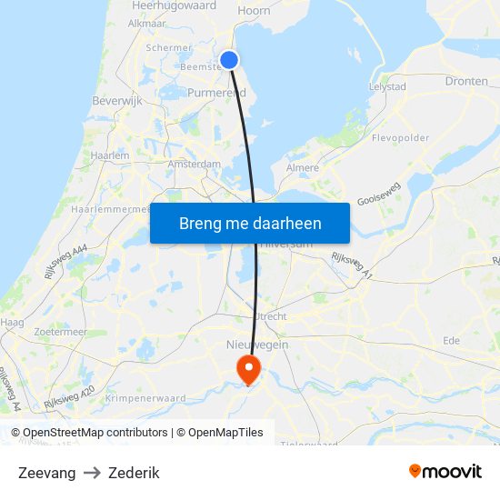 Zeevang to Zederik map