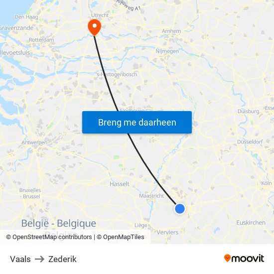 Vaals to Zederik map