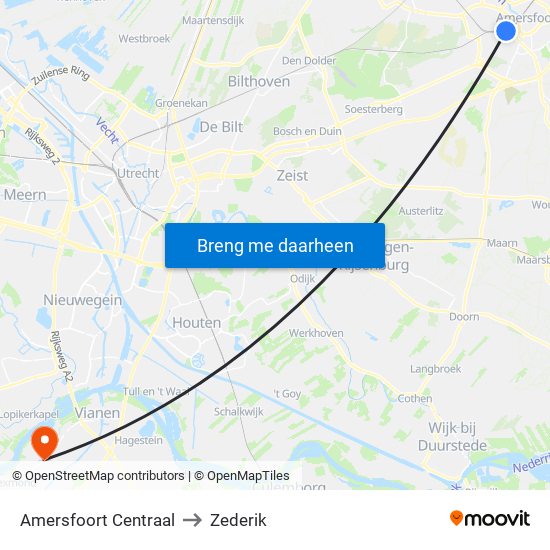 Amersfoort Centraal to Zederik map
