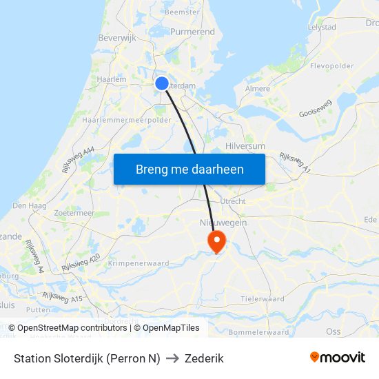 Station Sloterdijk (Perron N) to Zederik map