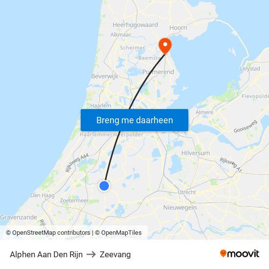 Alphen Aan Den Rijn to Zeevang map