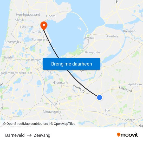 Barneveld to Zeevang map