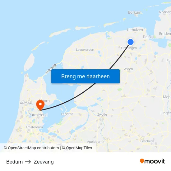 Bedum to Zeevang map