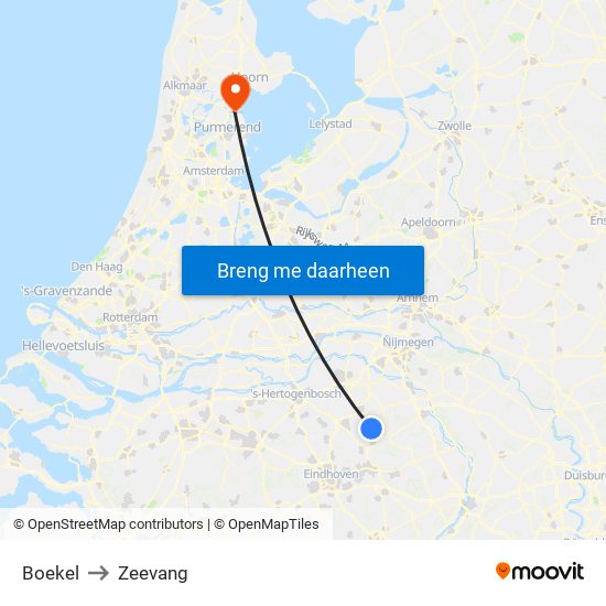 Boekel to Zeevang map