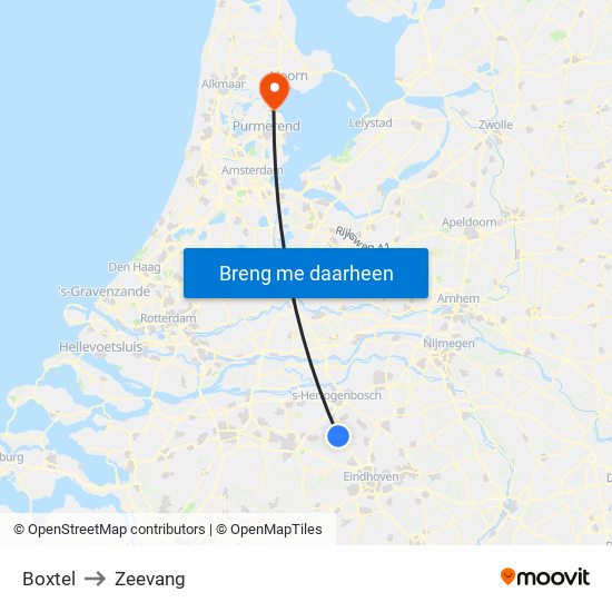 Boxtel to Zeevang map