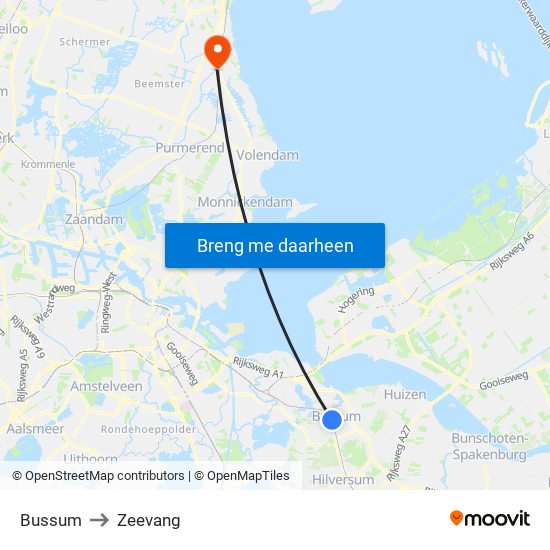 Bussum to Zeevang map
