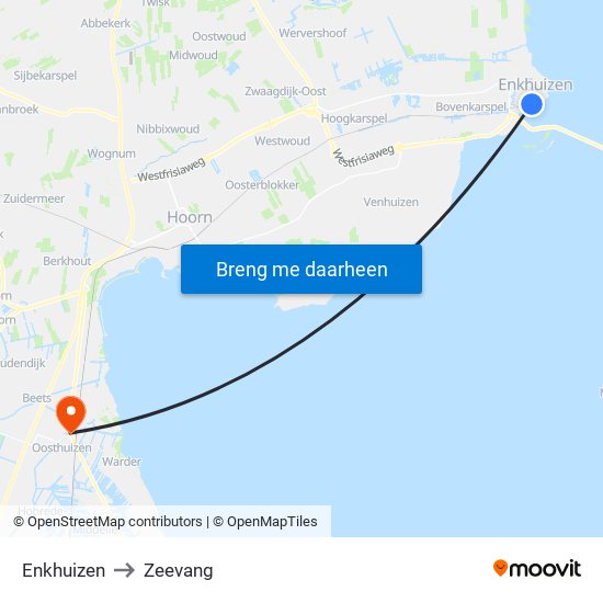 Enkhuizen to Zeevang map