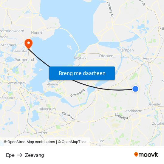 Epe to Zeevang map