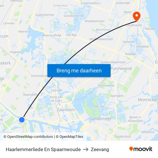 Haarlemmerliede En Spaarnwoude to Zeevang map