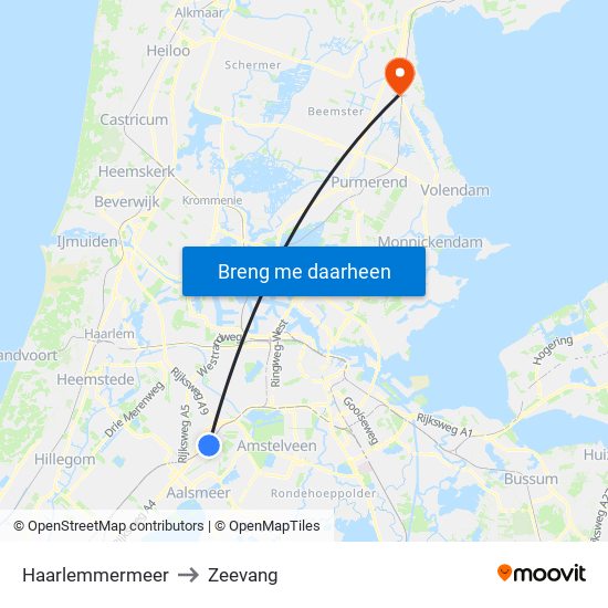 Haarlemmermeer to Zeevang map