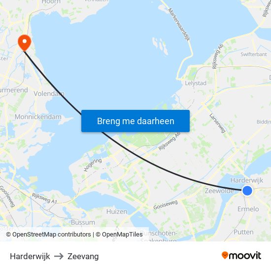 Harderwijk to Zeevang map