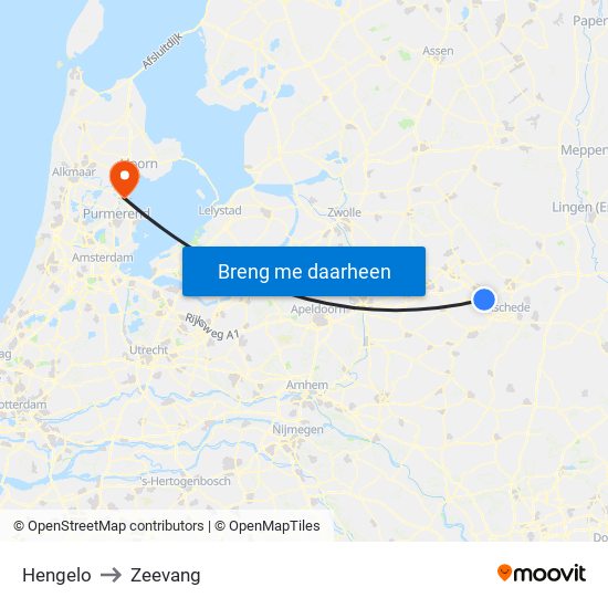 Hengelo to Zeevang map