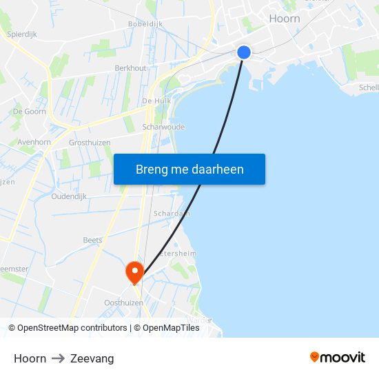 Hoorn to Zeevang map