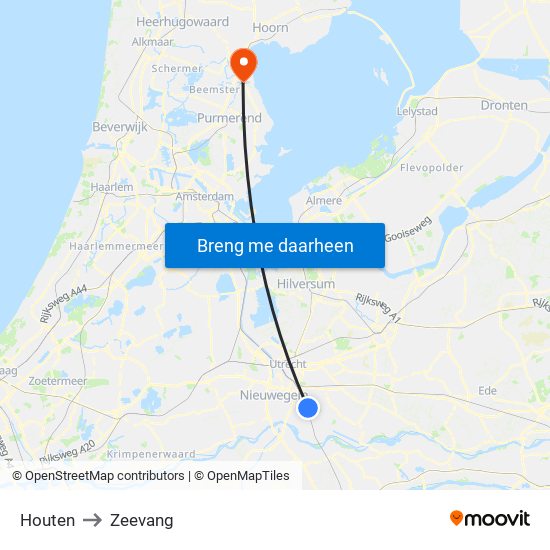 Houten to Zeevang map